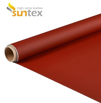 Red Fire Resistant Silicone Coated Glass Cloth Fabric For Hvac System Duct Connector