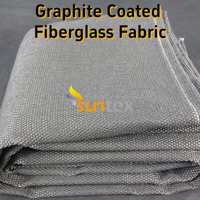 Graphite Coated Fiberglass Fabric with 750℃ Temperature Resistance Abrasion Resistant Black Plain Weave for Industrial Applications