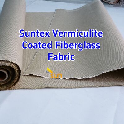 Abrasion Resistant Vermiculite Coated Fiberglass Fabric with 750℃ Temperature Resistance and Double Sided Vermiculite Coating for Removable Insulation Cover