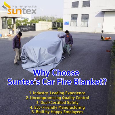 EV Car Fire Blanket with 550℃/1000℃ Thermal Resistance and Oxygen Deprivation for Lithium-Ion Battery Safety