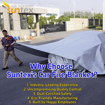 100% Fiberglass EV Car Fire Blanket with 550℃/1000℃ Thermal Resistance and Oxygen Deprivation for Fire Safety