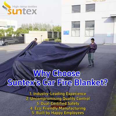 Suntex EV Car Fire Blanket with 550℃/1000℃ Thermal Resistance for Oxygen Deprivation and Portable Lithium-ion Battery Fire Control
