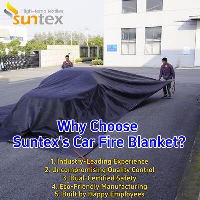 Suntex EV Car Fire Blanket with 550℃/1000℃ Thermal Resistance for Oxygen Deprivation and Portable Lithium-ion Battery Fire Control