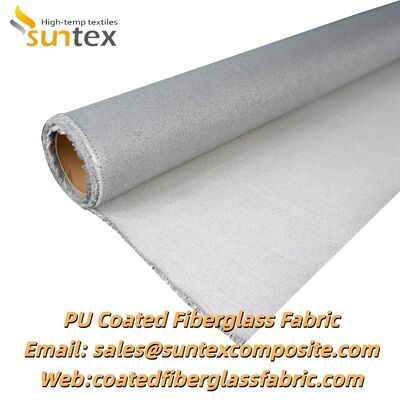 Heat Resistant Fireproof PU Coated Fiberglass Fabric with 550℃ Temperature Resistance and Silver Grey Color