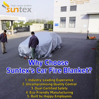 EV Car Fire Blanket with 550℃/1000℃ Thermal Resistance and Oxygen Deprivation for Lithium-Ion Battery Safety