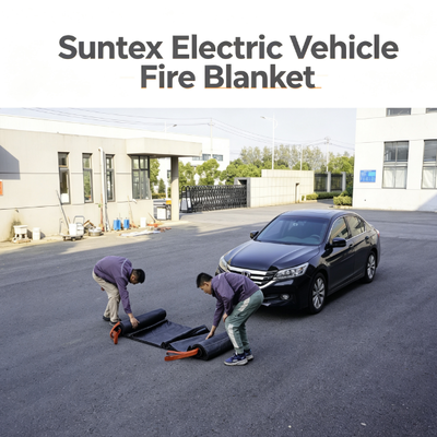 EV Car Fire Blanket Gray 550℃ Thermal Resistance  Grey Electric Vehicle Fire Blanket, Heat Resistant Fiberglass